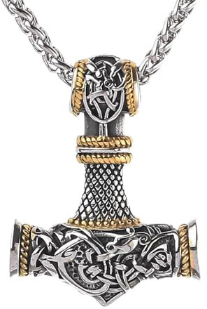 Collana Martello Thor, Vichinga Mjolnir Ciondolo, Collana Martello di Thor in Acciaio, Collana Uomo Martello di Thor, Collana Acciaio Inossidabile Vichingo, Regalo Vichingo per Uomo