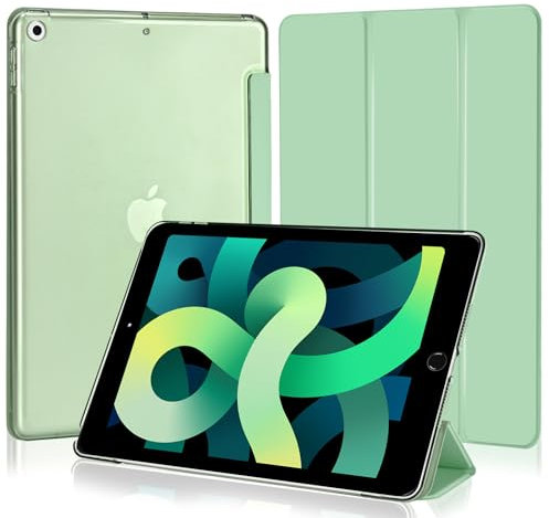 4UBonLife Funda para iPad 9.ª/8.ª/ 7.ª Generación (2021/2020/2019) 10,2 Pulgadas, Cover Protectora Carcasa Rígida Delgada Translúcido Cubierta para iPad 9/8/7, Auto Sueño/Estela, Verde Menta