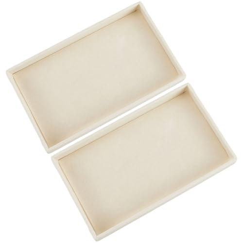 SOFPLATE 2 pz. Scatola Portagioie Vuota In Velluto Organizer per Gioielli Bianco co Piccolo Rettangolo per Accessori Espositore Vassoio Piatto per Anelli Orecchini Collane Bracciali Contenitori per Ar
