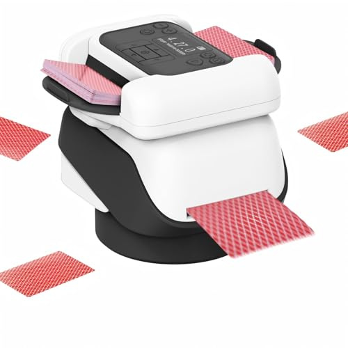 Zoelele 2 in 1 Automatische Kartenmischer und Kartensender, 360° Kartenmischmaschine und Austeiler, für Spiele wie Poker, Blackjack, UNO und Texas Hold'em, mit Einstellbarer Kartenaustiegseinstellung