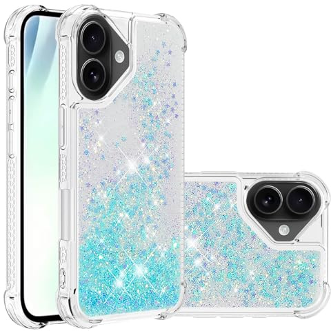 IMEIKONST Glitter Liquid Case for iPhone 17 6.3 inch Star Blue YBW | Sparkly Bling Quicksand Flowing Transparent Cover, TPU Bumper Silicone Shockproof Protective, Lovely Case for Women Girls