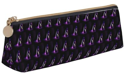 Elegante violette High Heels mit Lippenstift-Druck, Schüler-Lederetui, Reißverschluss, Stifthalter, praktisches Federmäppchen für Kinder, für Schule, Büro, weiß, Einheitsgröße, Kosmetiktasche