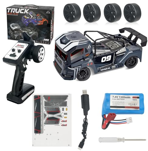 Bonikita RC Drift Car, 1:16 Remote Control Drift Car with LED Light and Extra Tires, 4WD High Speed Drift RC Cars 35KM/H Hobby RC Drifting Cars Gifts Toy for Kids