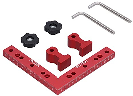 Escuadra albañil sargento 90° en aluminio 160x160mm - Mordaza metálica para regla de ángulo angular, posicionamiento preciso en woodworking y herramientas de carpintería