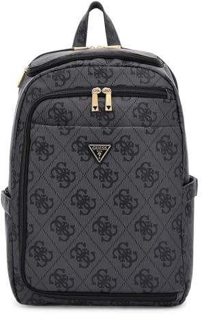 GUESS Rucksack Freizeitrucksack mit Laptopfach U-Zip Backpack Coal Logo dunkelgrau