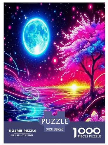 Fantasie Nacht Szene Puzzles 1000 Teile Schwer Puzzle Spielzeug Pädagogisches Spiel Impossible Herausforderungsspielzeug Für Erwachsene Und Kinder Ab 14 Jahren 38x26cm/1000pcs