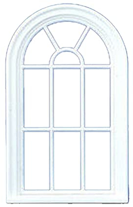 Melody Jane Dolls House Arched Window 1:24 Half Inch Scale White Plastic Victorian Style