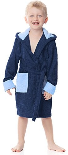 Ladeheid Kinder Frottee Bademantel aus 100% Baumwolle LA40-103 (Marineblau/Blau (D12/M9), 98-104)