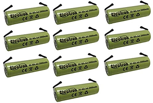 10x Batteria ricaricabile Ni-Mh Stilo AA 1,2V 2000mAh con linguette lamelle terminali a saldare per pacco pacchi batteria