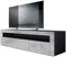 Vladon Lowboard Valencia, Made in Germany, TV-Kommode mit 1 offenem Fach und 2 Klappen, Schwarz matt/Beton Oxid Optik/Beton Oxid Optik (155 x 46 x 40 cm)