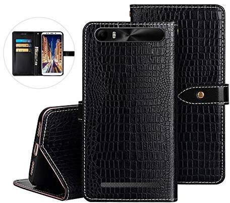 TienJueShi Noir Luxe Cuir Housse Case pour Konrow Just5 5 inch Coque Étui Cas Couverture Protecteur Cover Premium Portefeuille