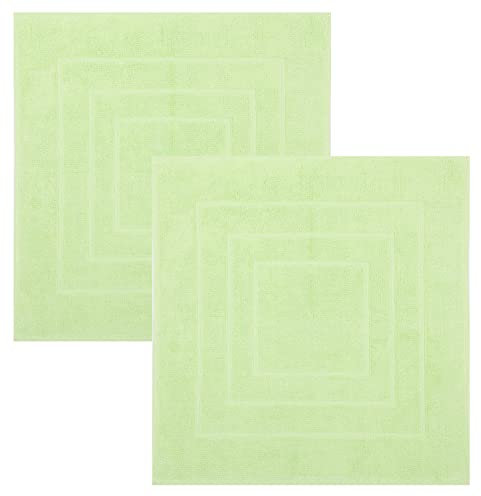Betz 2 Stück Badvorleger Palermo 100% Baumwolle Badematte Badteppich Duschvorlage Größe 60x60 cm Qualität 680g/m² Farbe grün