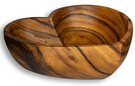 levandeo Schüssel Akazie 30x6cm Herz Holz Design Schale Obstschale Obstkorb Brotkorb Unikat Tischdeko
