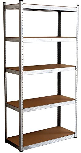 VERDELOOK Scaffale in metallo con 5 ripiani in legno 90x40x180cm