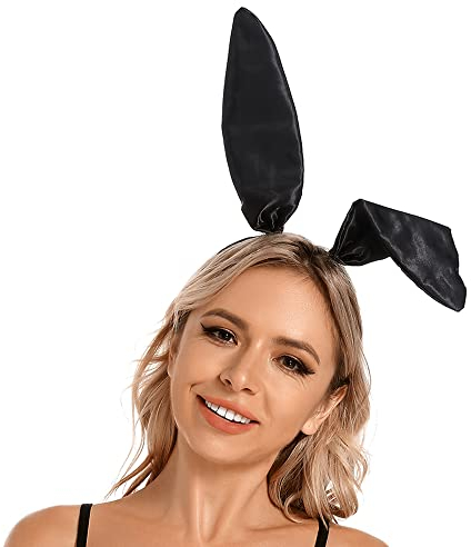 SCSpecial Easter Stirnband Bunny Ears Stirnband Kaninchenohr Haarschmuck-Schwarz