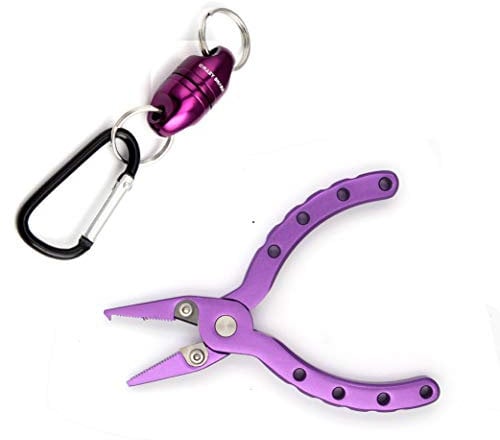 CrazyShark Aluminum magnetic net release Mini Fly Fishing Pliers 4.5in (purple)