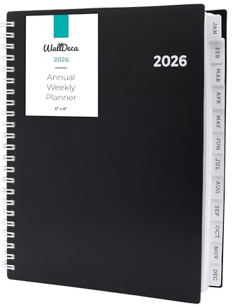WallDeca 2026 Diary, Spiral-Bound with Tabs, 20x15cm