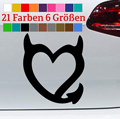 generisch Herz Teufelchen Aufkleber Sicker Love Devil Decal JDM Vinyl Bad Girl Dub Funny in 6 Größen und 21 Farben