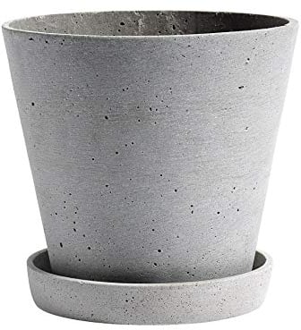 HAY Flowerpot Pflanztopf m. Untersetzer, Polystone, Grau, 17,5 x 17,5 x 16,5 cm