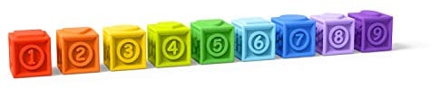 Bright Starts KaledioCubes 9pk Stack & Squeeze Blocks Baby Bath Toys - Play & Learn with Colors, Numbers & Shapes, Ages 3 Months+