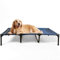 ANWA Lit Surélevé pour Chien de Camp sur Pieds Pliable Intérieur Extérieur, Bleu en Tissu Teslin XL (124 * 88 * 20cm)
