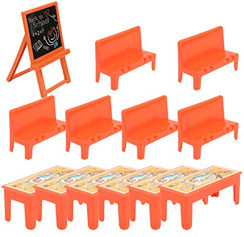TOYANDONA 13pcs Dollhouse Klassenzimmer Miniatur Tafel Schreibtisch Und Stuhl Klassenzimmer Modell Puppenstube Miniatur Zubehör