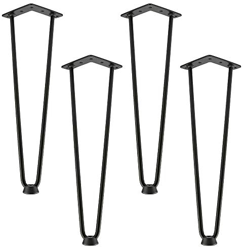 shunyi fashion 4er Tischbeine Hairpin Leg, 4 Stück Metall Haarnadel Tischbein mit 2 Stangen, 12 mm Dicke, für Couchtisch und Hocker (50 cm)