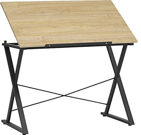 SD STUDIO DESIGNS Axiom II Zeichentisch, 106,7 cm breit, verstellbare Oberseite, Graphitschwarz / Eschenholz