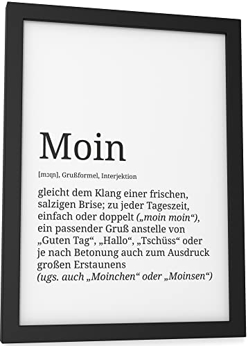Papierschmiede® Definition: Moin, DIN A5 (15x21 cm), Poster für Wohnzimmer, Schlafzimmer, Küche, Esszimmer, Wandbild Geschenk Wanddeko - ohne Rahmen