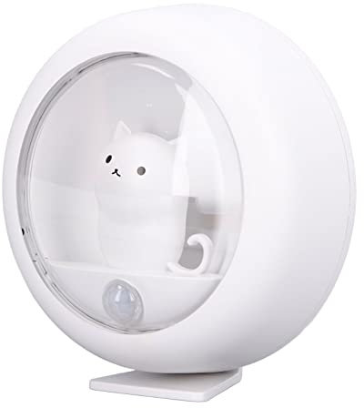 Motion Sensor Night Light Dusk to Dawn LED Adjustable Brightness Rechargeable Cat Night Light with Built-in 600mAh Battery USB Charging Cable for Hallway, Stairs, Bedroom