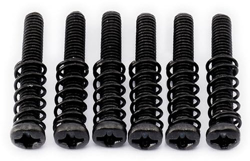 Musiclily Pro Metric M3x20mm Steel Saddle Intonation Screws and Springs Set for Import Tele Style Electric Guitar Bridge, Black (Set of 6)