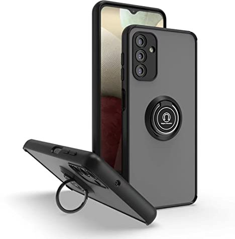 JIAFEI Cover per Motorola Moto Edge 30 PRO Traslucido PC/TPU Silicone Antiurto Custodia con 360 Girevole Magnetica Ring Supporto, Nero