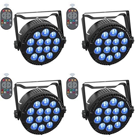 4 Stück LED Par Strahler Bühnenlicht 14 * 6W RGBW DMX Disco partylicht mit Fernbedienung Meister-Sklave Sound Auto Par Scheinwerfer für DJ Bar Hochzeit Halloween Weihnachten