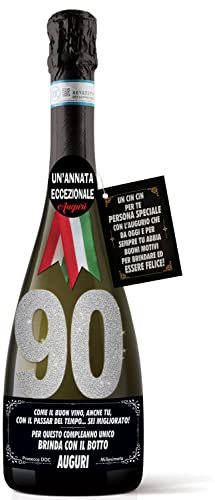 Bottiglia di Prosecco D.O.C. Millesimato per il compleanno dei 90 anni di un amico