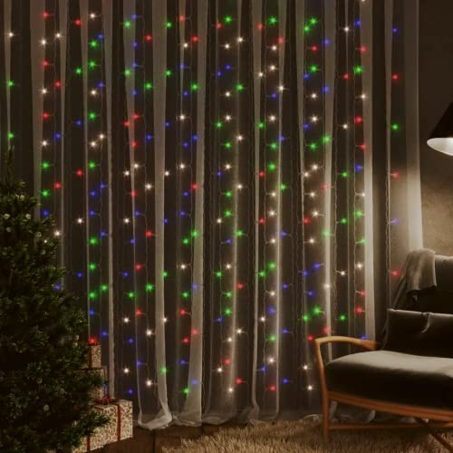 vidaXL LED-Lichtervorhang 3x3 m 300 LEDs Bunt 8 Funktionen