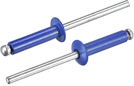 sourcing map Rivets aveugles, 4mm x 16mm Aluminium Ouvert Terminal Plat Rond Tête Rivet pour Assemblage Métal Plaque, Bleu 50 Pcs