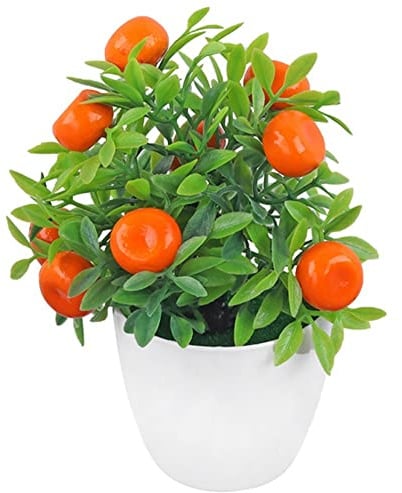 Stakee Artificial Orange Tree Bonsai Fake Fruit Potted Fake Desk Plant Potted Artificial Plant Potted for Desktop Decoration