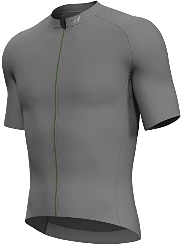 Lo.gas Radtrikot Herren Kurzarm, Rennrad Trikot Durchgehender Reißverschluss mit 3 Taschen, Grau, M
