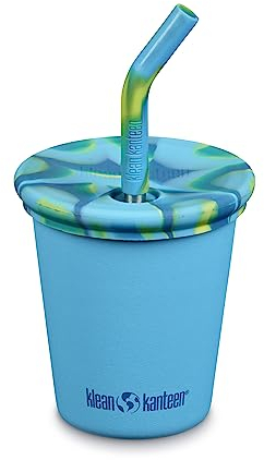 Klean Kanteen Kid Cup Tasse en Acier Inoxydable avec Couvercle de Paille 284 ML