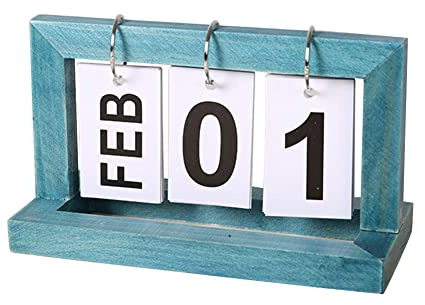 LICHENGTAI Holz Ewiger Kalender Flip Retro Tischkalender Schreibtischkalender Umblätter Kalender Home Office Desktop-Dekoration