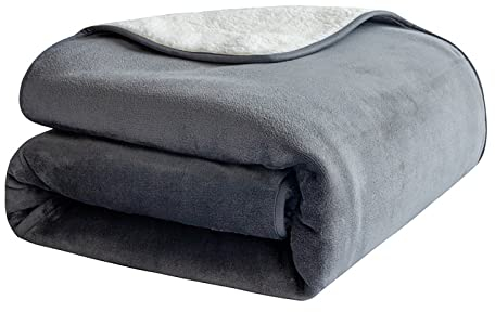 PFIMIGH wasserdichte Hundedecke, 3-lagige Flanell- und Sherpa-Tierdecke, umkehrbarer Schutzbezug für Bett, Couch, Sofa, Grau, 127x152 cm
