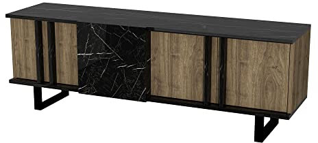 Mesa tv,100% tablero de aglomerado rechapado en melamina, color nogal H.37,1