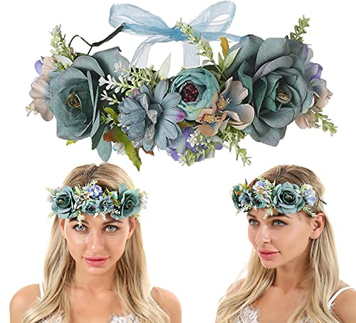 Blumenkrone,Blumenkranz Braut Stirnband,Blumenkranz für Damen,Haar Kranz,Blumen Stirnband,Rose Blumenkopf Tragen Mit Band Mutterschaft Photo Requisiten