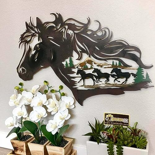 Pferd Metall Wanddeko, Metall-Dekoration, Wandbehang Moderne Wanddekoration Silhouette Wandkunst Metallbilder Gartendeko Wand-Dekoration Pferd Pferdekopf Zum Hängen Metall Rost Garten Verrostet