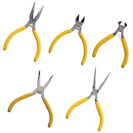 COHEALI Set di Mini Pinze per Gioielli Fai da Te 5 Pezzi in Acciaio Strumenti per Creazione Gioielli Riparazioni Elettroniche Accessori per Bigiotteria