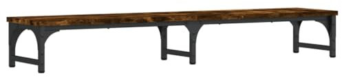 vidaXL Support de Moniteur, Réhausseur d’Écran avec Pieds Réglables, Support d'Ordinateur avec Rangement Bureau Intérieur, Chêne Fumé Bois d'Ingénierie