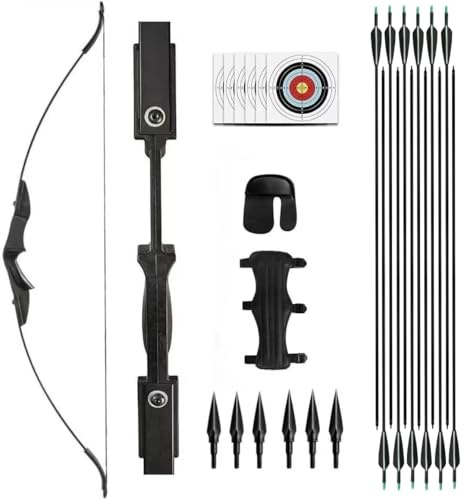 53 Takedown Recurve Bow and Arrow Set Adult 30/40LBS Archery Right & Left Hand Archery Target Practice Outdoor Hunting with 12pcs Mixed Carbon Arrow