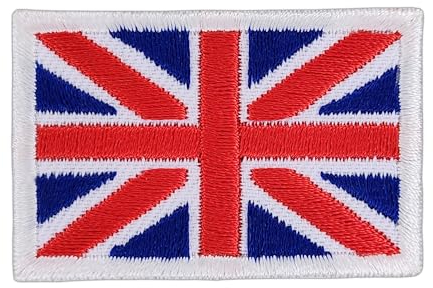 Großbritannien UK Flagge klein Aufnäher zum aufbügeln oder aufnähen Bügelbild Union Jack Aufbügler für Kleidung gestickter Bügelflicken Applikation Patch Größe 4,5 x 3,0 cm