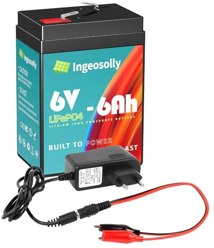 Batteria 6V 6Ah LiFePO4 Batterie ricaricabili del fosfato del ferro del litio 6Volt per luce di emergenza, lanterna, bambini cavalcano sull'automobile, alimentatore del gioco del cervo (Smar BMS)