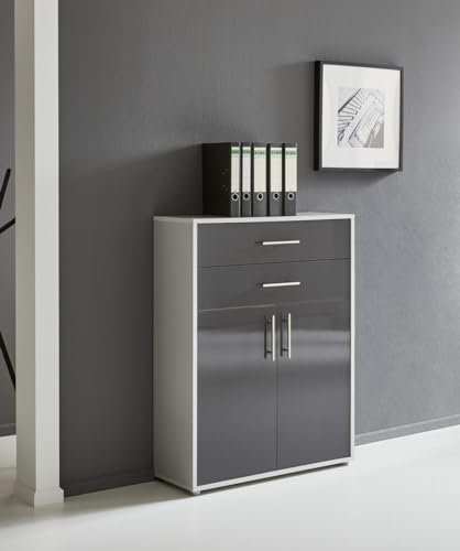 Aktenschrank TABOR mit Schubkästen Büroschrank in diversen Farbvarianten (lichtgrau/anthrazit Hochglanz)